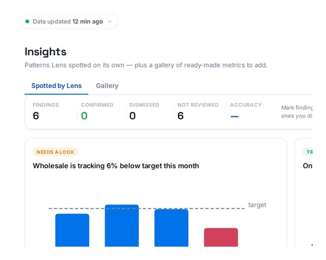 Lens — insights it spotted on its own, ready to pin
